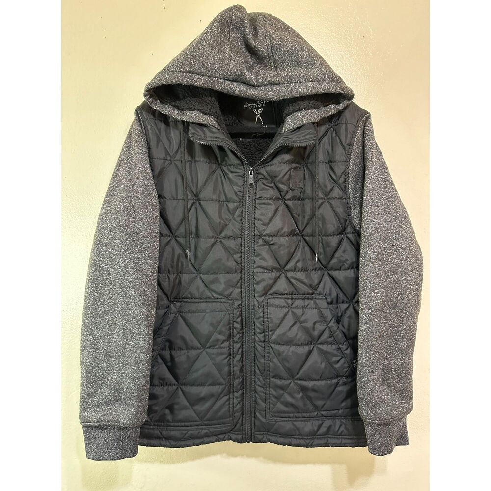 Marc Echo Cut & Sew Hooded Puffer Jacket Size M Fleece Lined